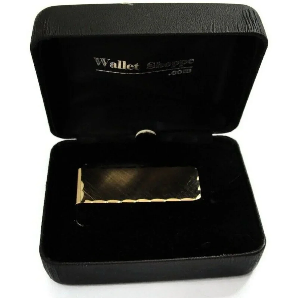 Vintage Hayward Money Clip Brushed Gold Tone Men Wallet ID Credit Card Holder
